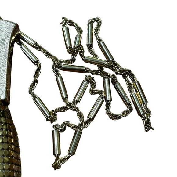 Vintage 1940's Whiting & Davis evening bag gold metal mesh shoulderbag purse - Picture 12 of 12